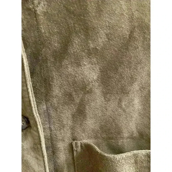 Vintage Telluride Clothing Co Leather Suede blouse Short Sleeve M Tan Button-up - Picture 4 of 13